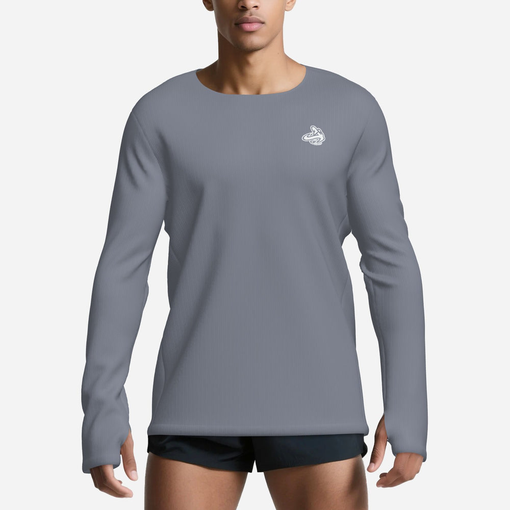 A.A. Grey WL Men's Collarless Jogging/Fishing Cooling Long Sleeve Shirt-Polyester Cool Feeling 180 GSM