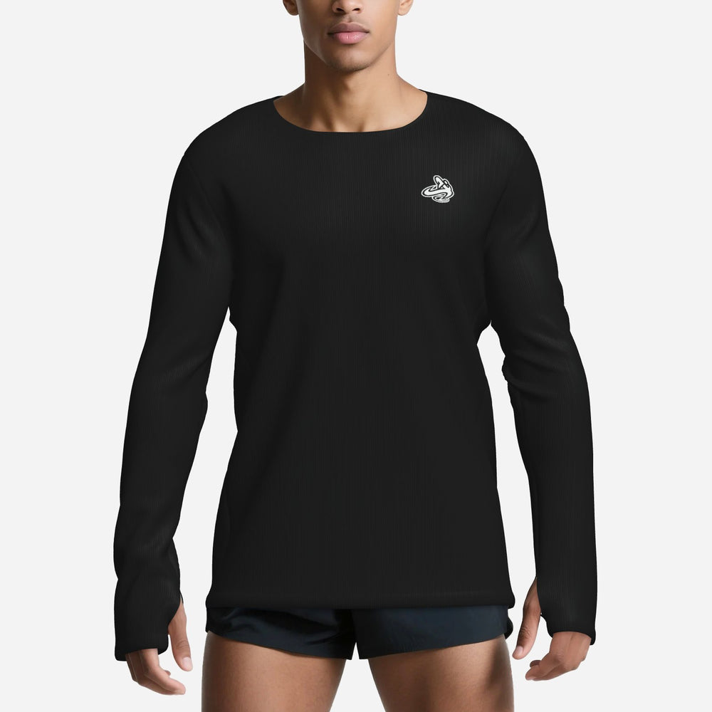 A.A. Black WL Men's Collarless Jogging/Fishing Cooling Long Sleeve Shirt-Polyester Cool Feeling 180 GSM