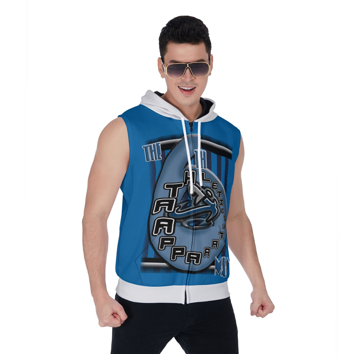 All-Over Print Men's Zipper-Up Sleeveless Hoodie