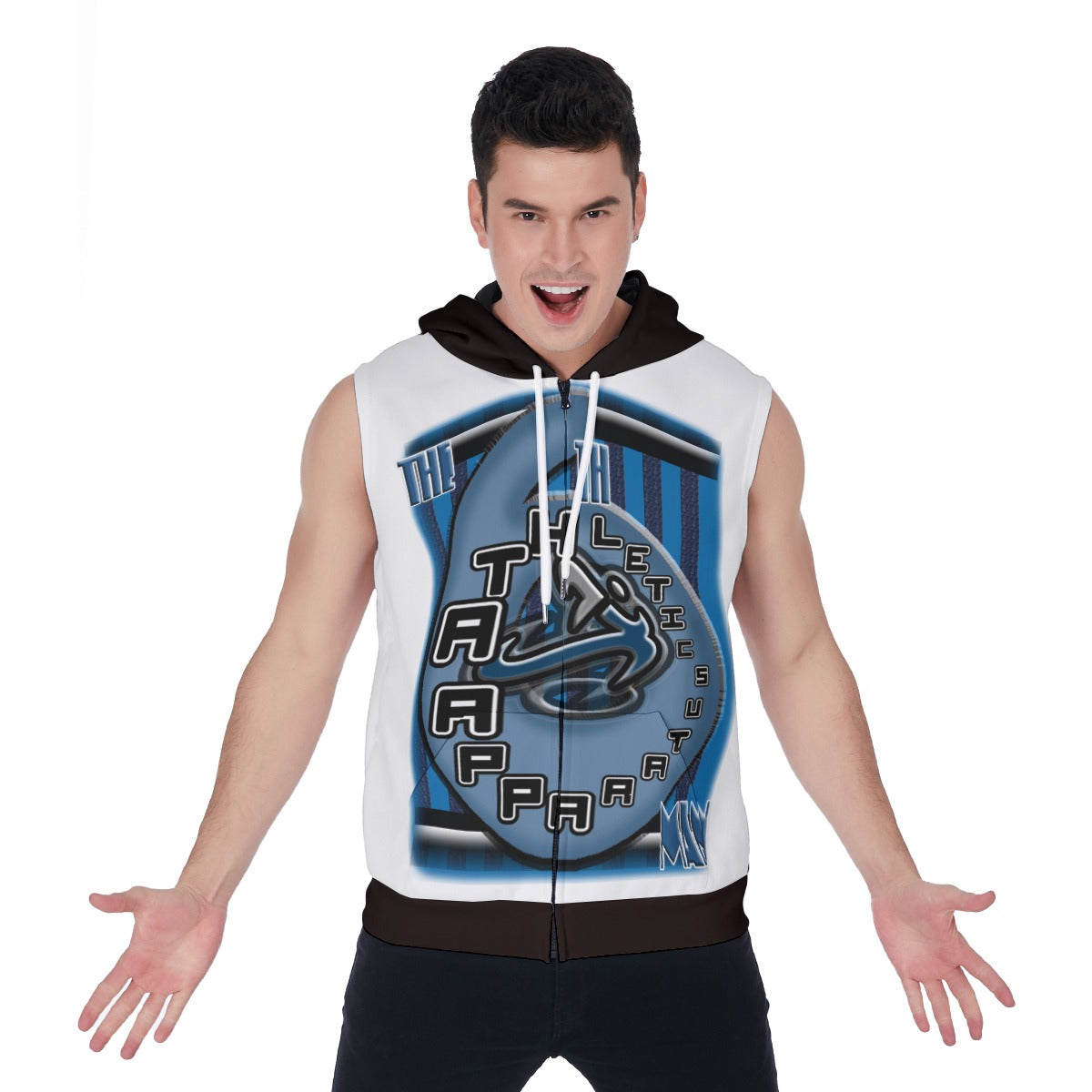 All-Over Print Men's Zipper-Up Sleeveless Hoodie