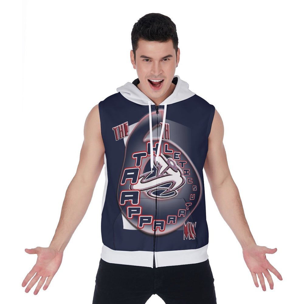 house Blu All-Over Print Men's Zipper-Up Sleeveless Hoodie