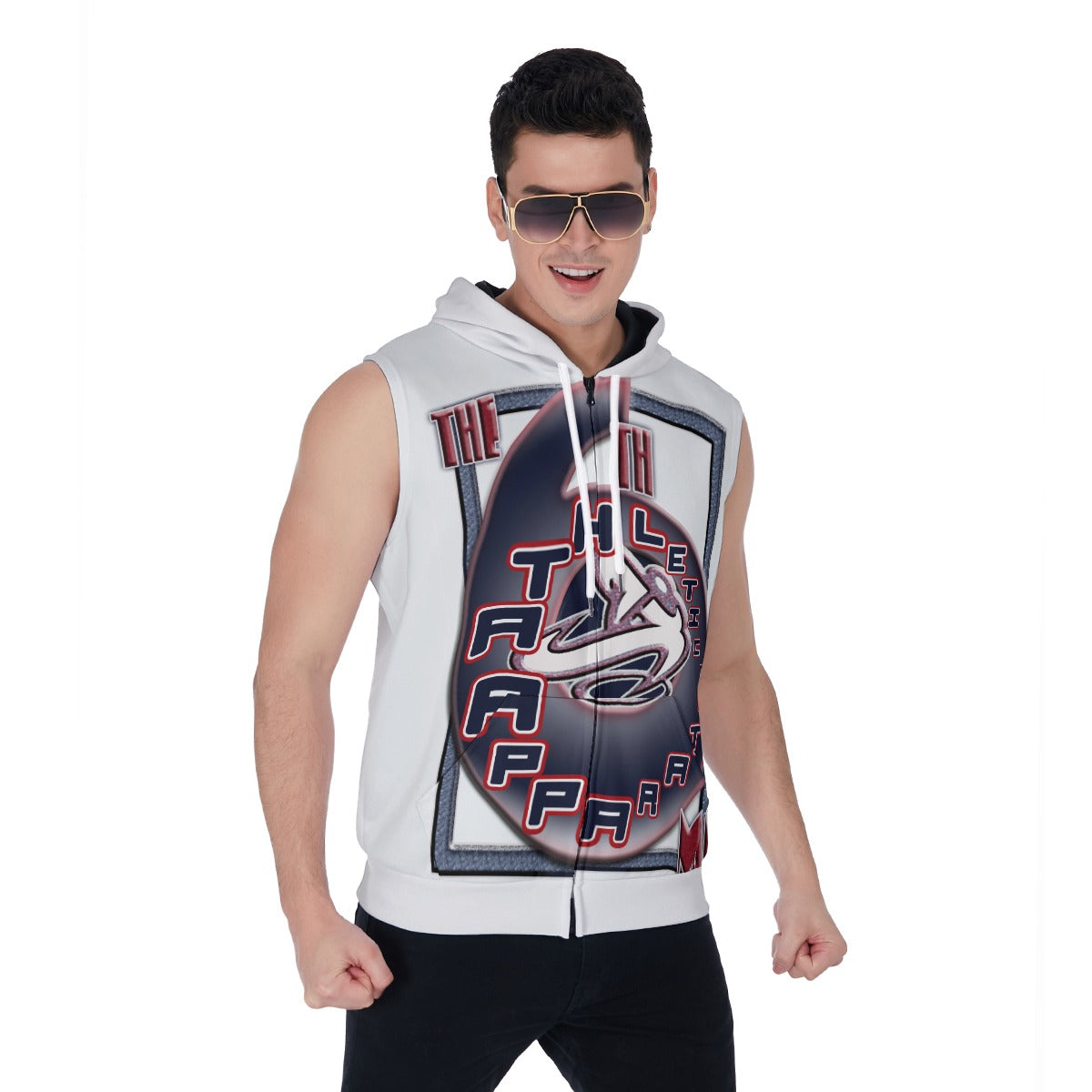 All-Over Print Men's Zipper-Up Sleeveless Hoodie