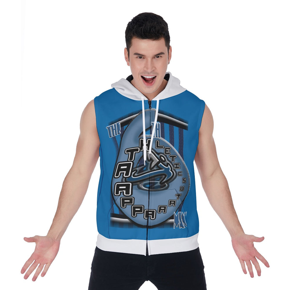 All-Over Print Men's Zipper-Up Sleeveless Hoodie