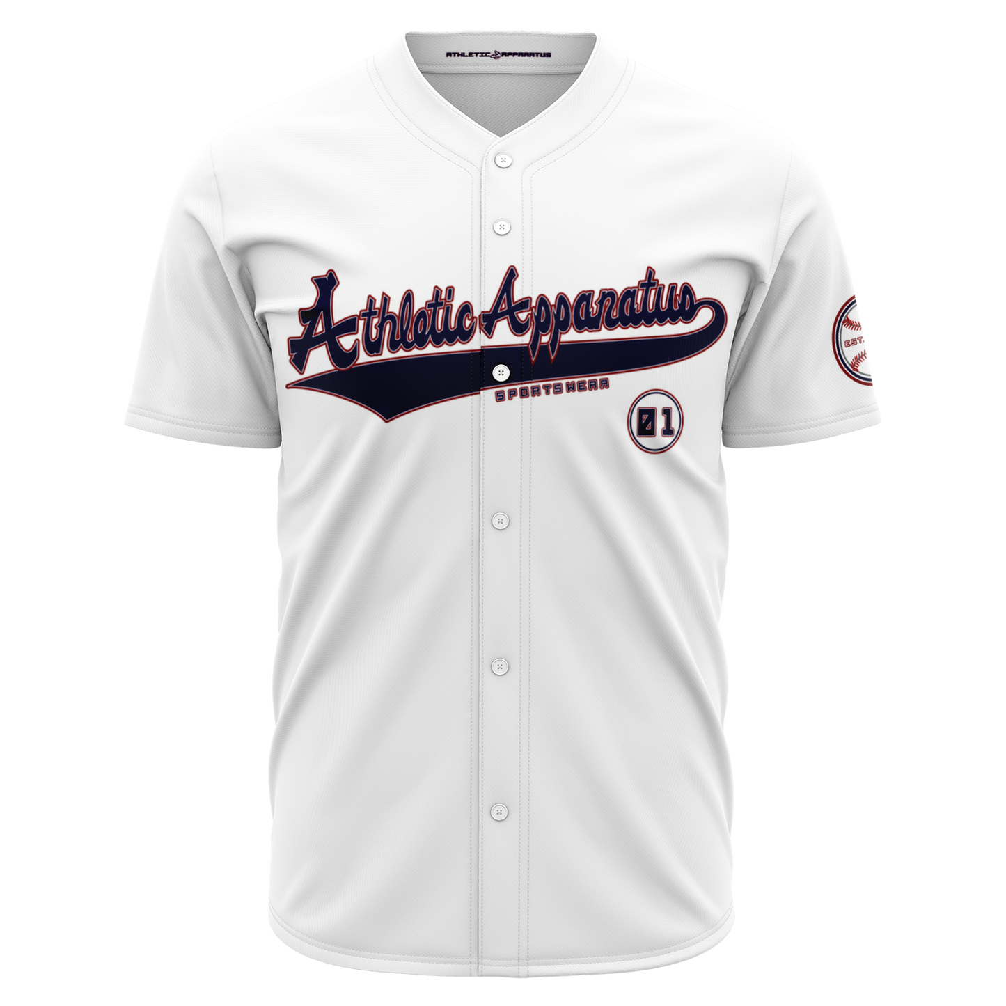 ATHLETIC APPARATUS RWB LOGO WHITE E1 BASEBALL JERSEY - Athletic Apparatus