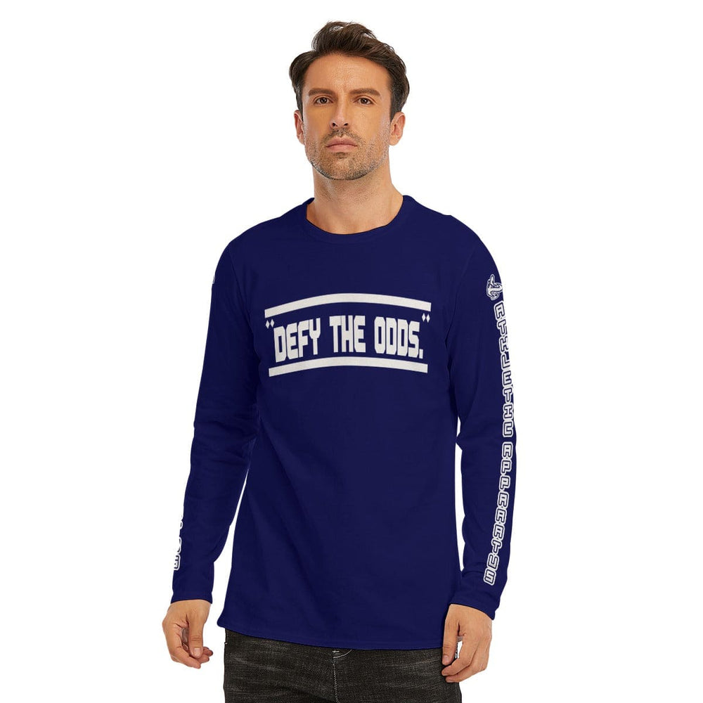 A.A. Navy Blue WL Long Sleeve T-Shirt Defy The Odds