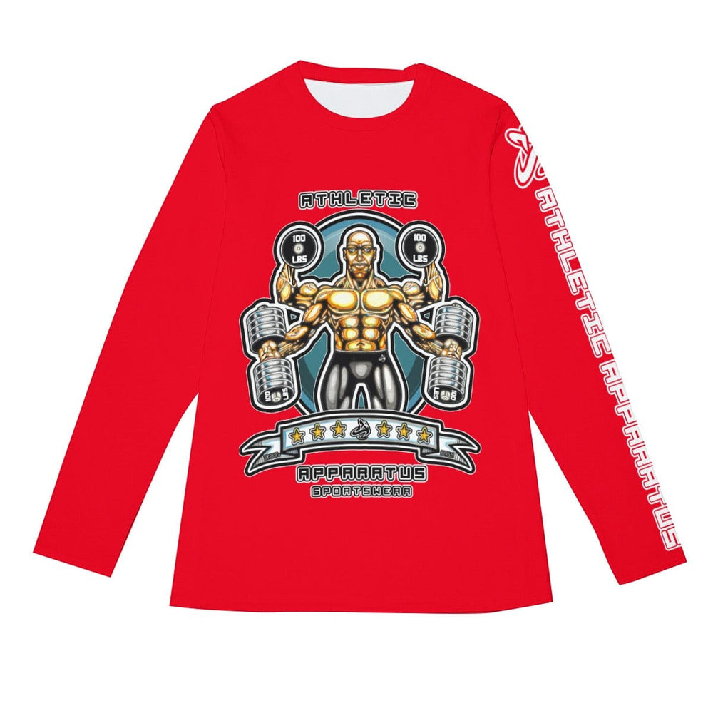 
                      
                        Athletic Apparatus The Weight Lifter Red Long Sleeve T-Shirt | 190GSM Cotton
                      
                    