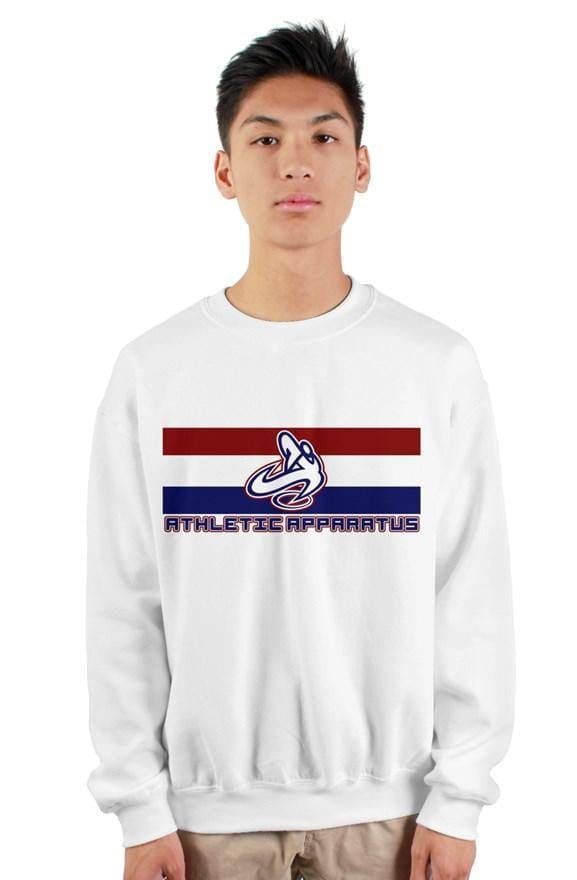 
                      
                        youth White rwb logo gildan heavy crewneck sweatshirt - Athletic Apparatus
                      
                    