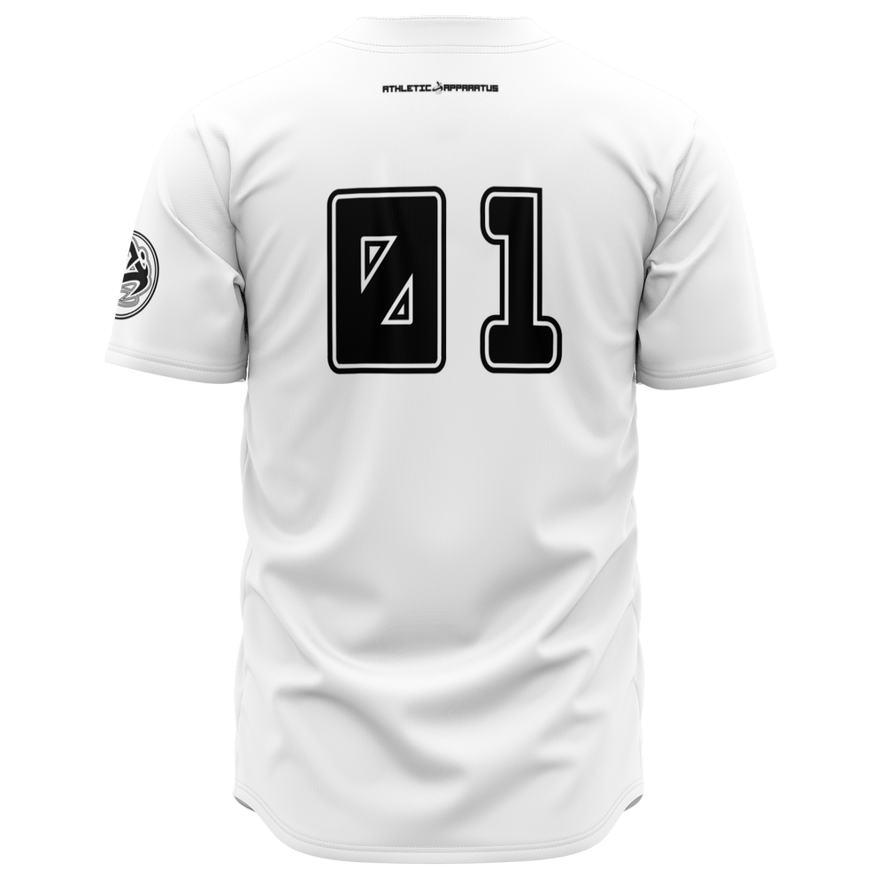 ATHLETIC APPARATUS BLACK LOGO WHITE V1 BASEBALL JERSEY - Athletic Apparatus