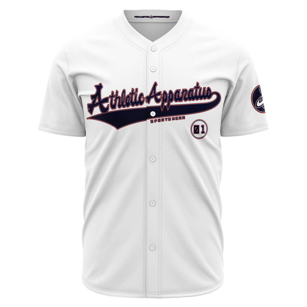 
                      
                        ATHLETIC APPARATUS RWB LOGO WHITE E2 BASEBALL JERSEY - Athletic Apparatus
                      
                    