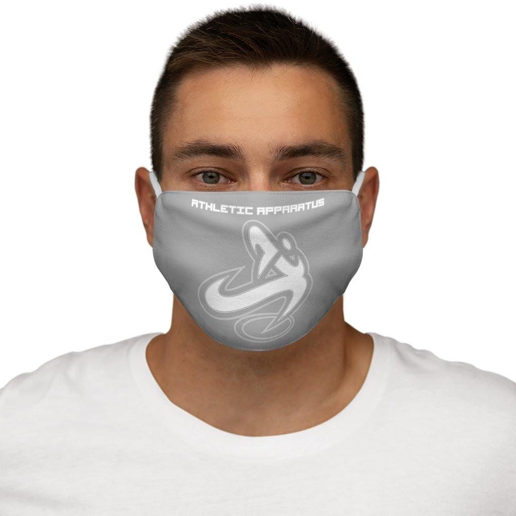 Athletic Apparatus Grey 2 White logo Snug-Fit Polyester Face Mask - Athletic Apparatus