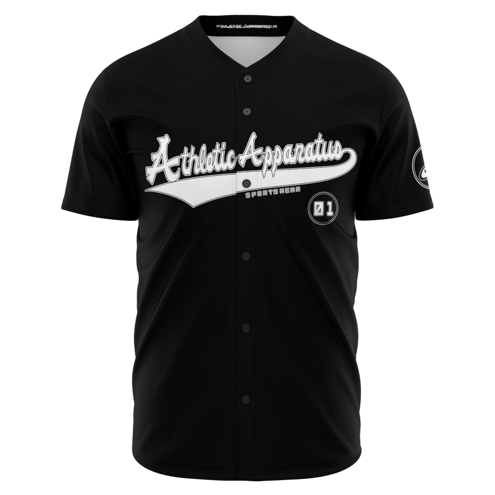 
                      
                        ATHLETIC APPARATUS WHITE LOGO BLACK E2 BASEBALL JERSEY - Athletic Apparatus
                      
                    