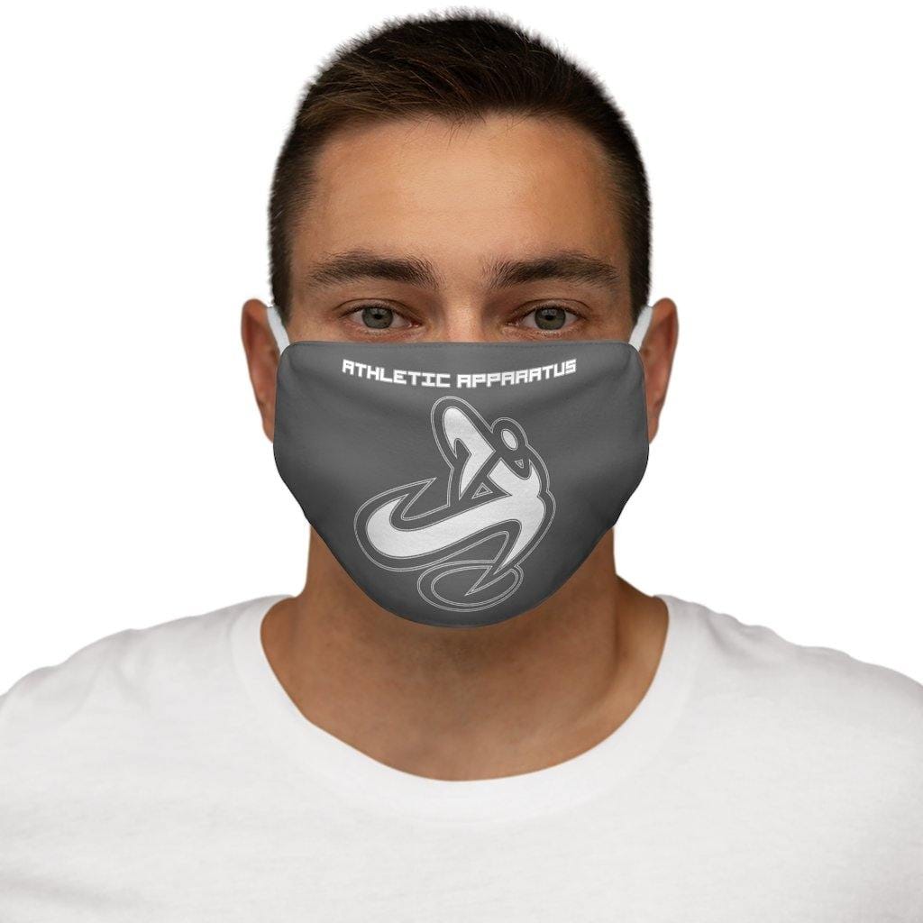 Athletic Apparatus Grey White logo Snug-Fit Polyester Face Mask - Athletic Apparatus