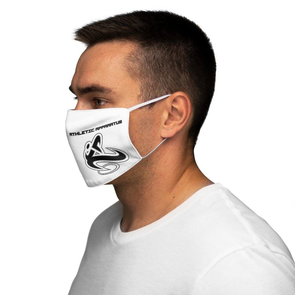 Athletic Apparatus White Black logo Snug-Fit Polyester Face Mask 1 - Athletic Apparatus