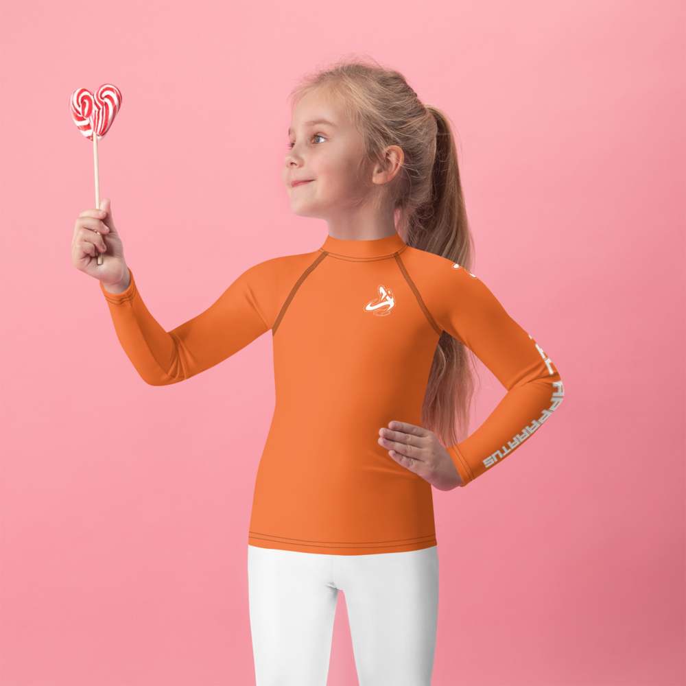 
                      
                        Athletic Apparatus Orange White logo Kids Rash Guard
                      
                    