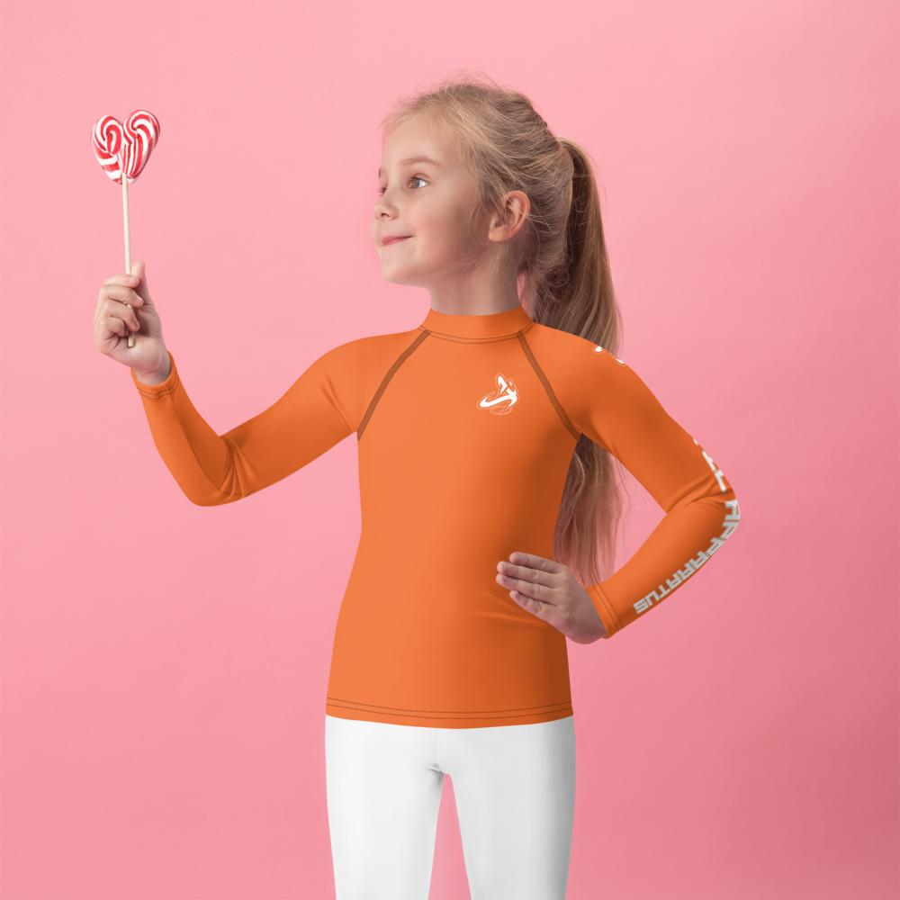 Athletic Apparatus Orange White logo Kids Rash Guard