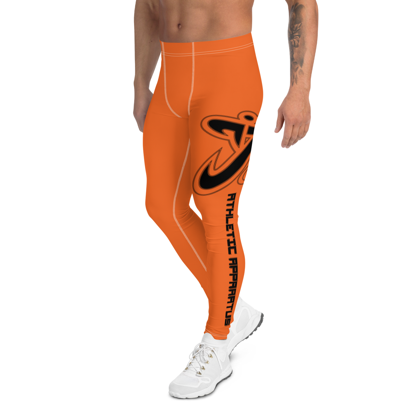 Athletic Apparatus Orange Black logo White stitch V2 Men's Leggings