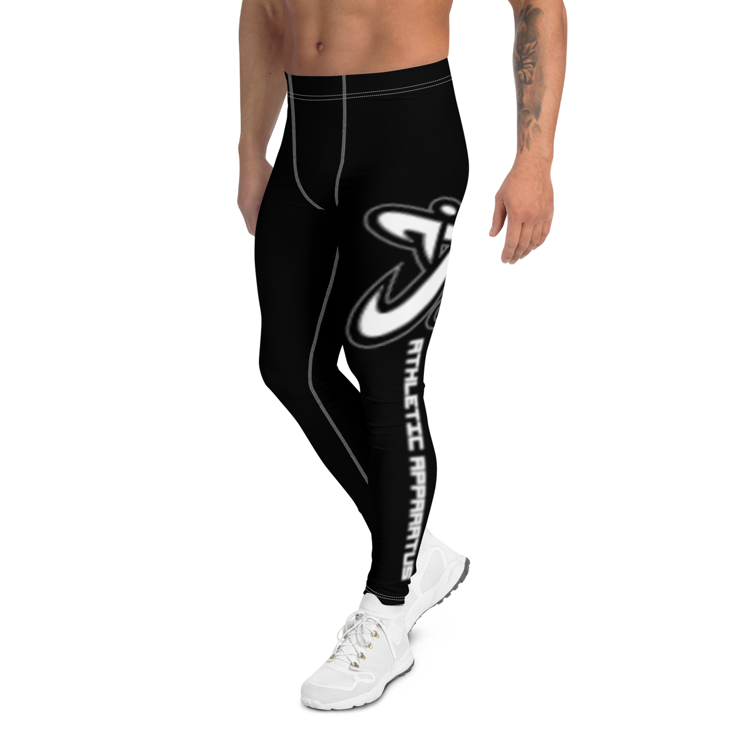 Athletic Apparatus Black White logo White stitch V2 Men's Leggings