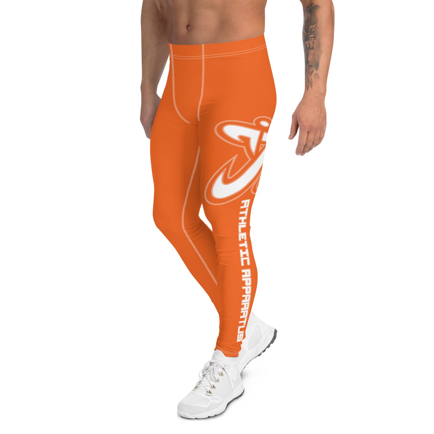 Athletic Apparatus Orange White logo White Stitch V2 Men's Leggings