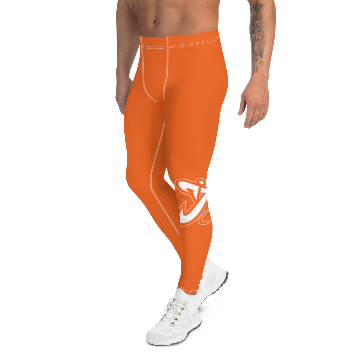 Athletic Apparatus Orange White Stitch White logo V3 Men's Leggings