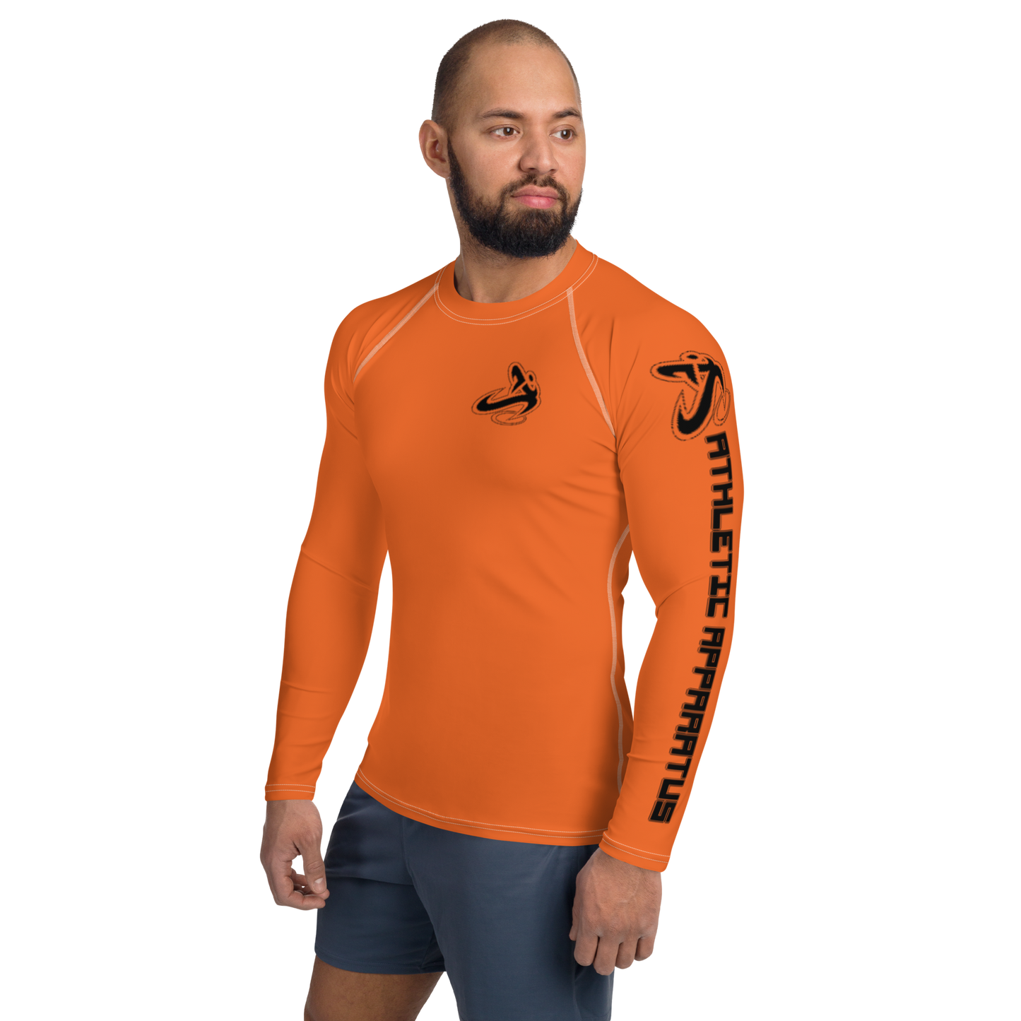 Athletic Apparatus Orange Black Logo White stitch Men's Rash Guard