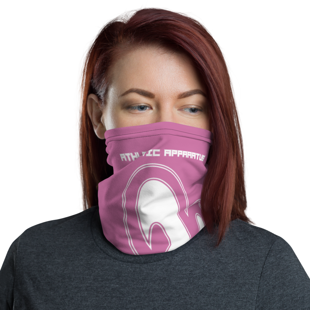 Athletic Apparatus Pink 1 White logo V1 Neck Gaiter - Athletic Apparatus