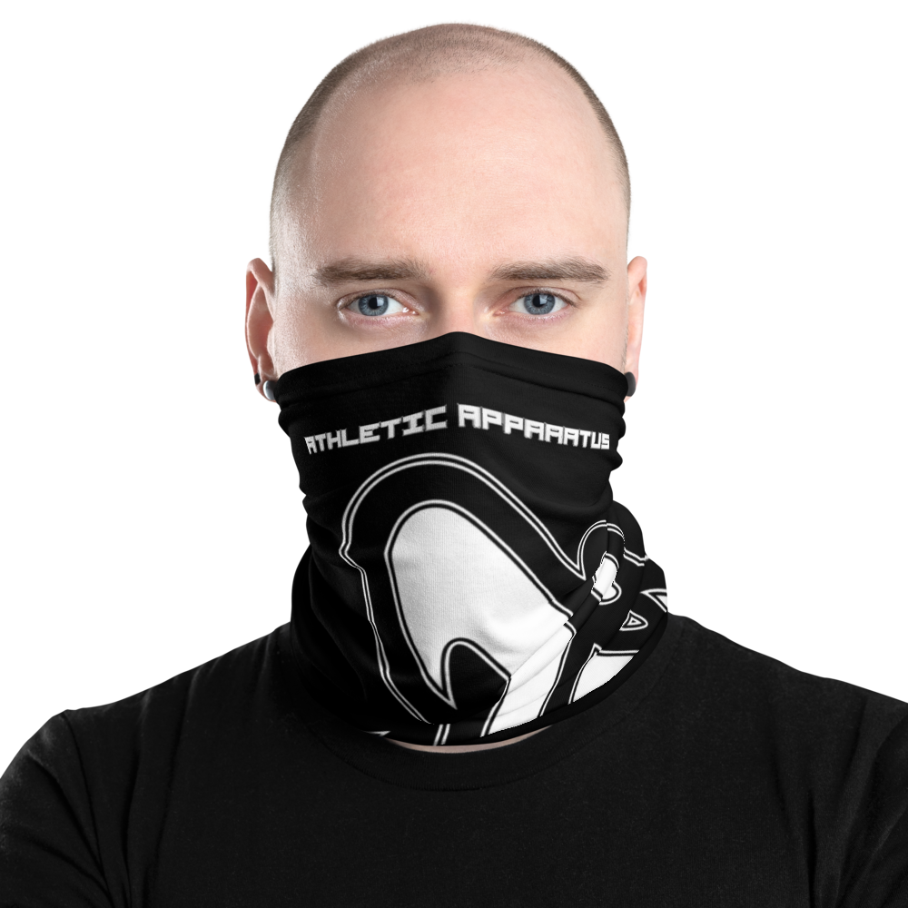 Athletic Apparatus Black White logo V1 Neck Gaiter - Athletic Apparatus