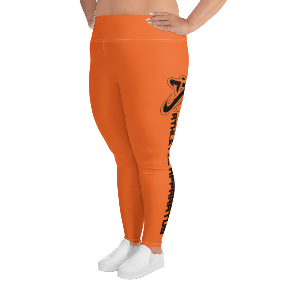 Athletic Apparatus Orange Black logo White stitch Plus Size Leggings
