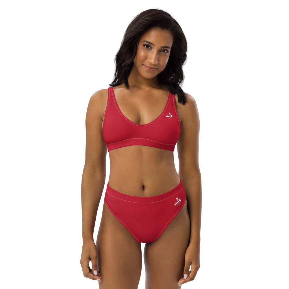 Athletic Apparatus Red White logo Recycled High-Waisted Bikini - Athletic Apparatus