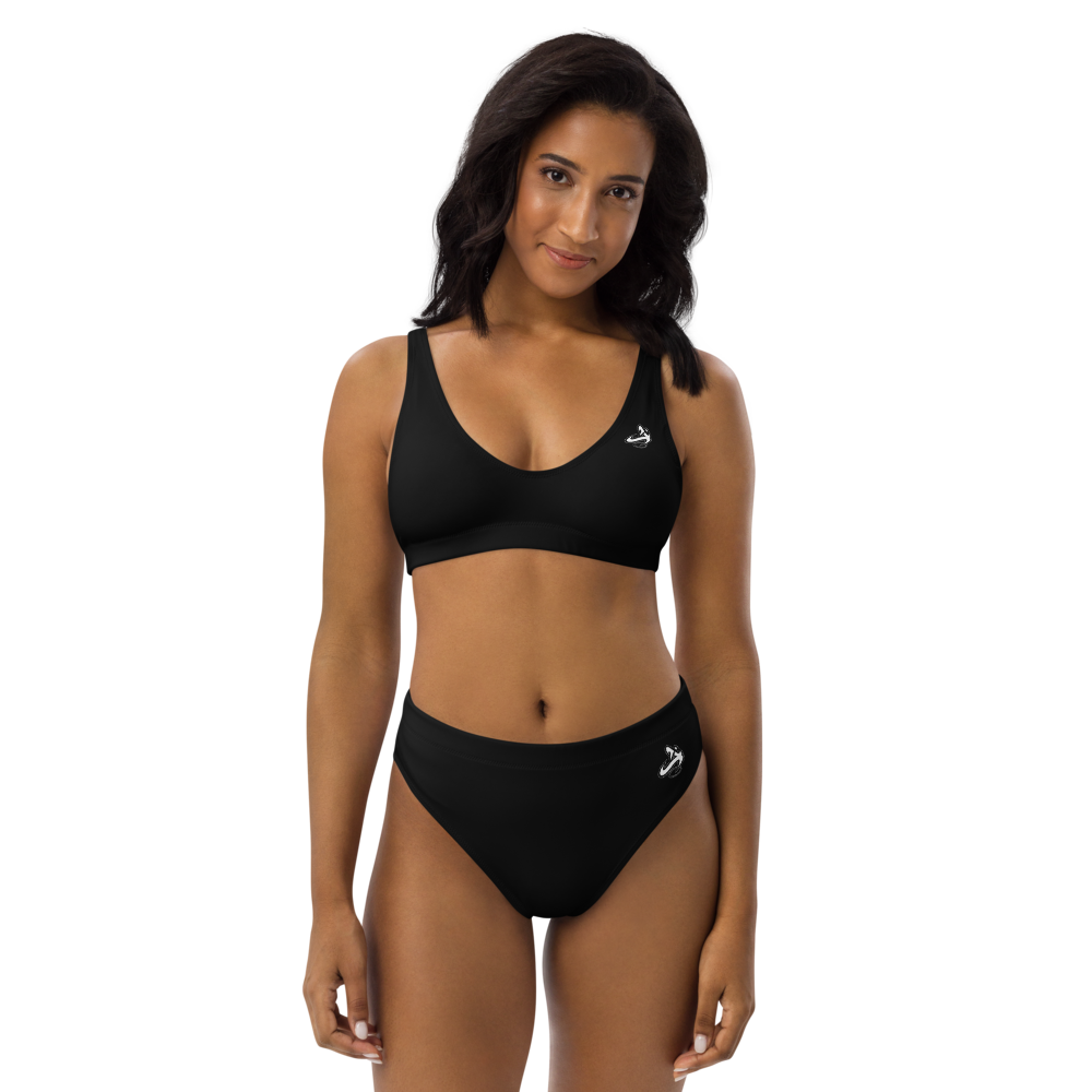 Athletic Apparatus Black White logo Recycled High-Waisted Bikini - Athletic Apparatus