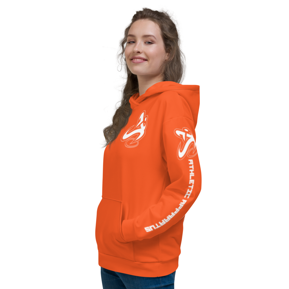 
                      
                        Athletic Apparatus Outrageous Orange White Logo Unisex Hoodie
                      
                    