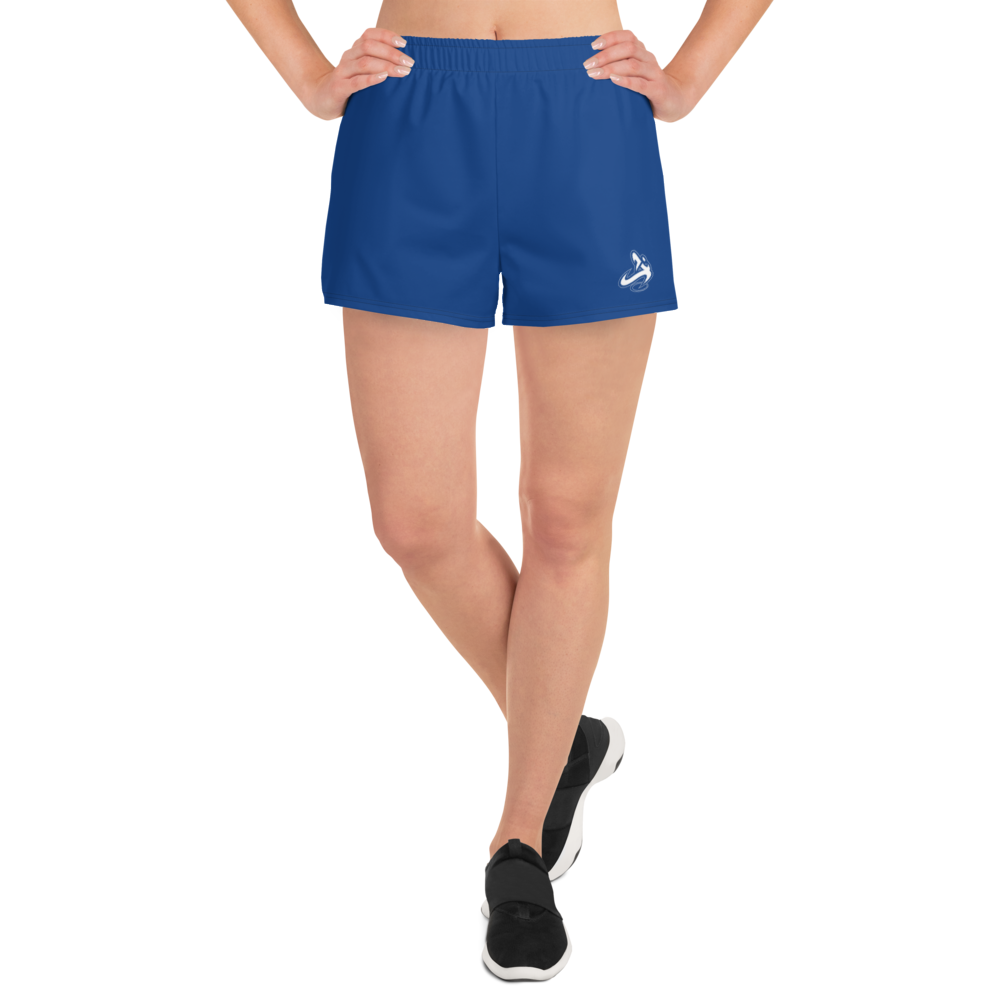 Athletic Apparatus Blue 2 White logo V1 Women's Athletic Shorts - Athletic Apparatus