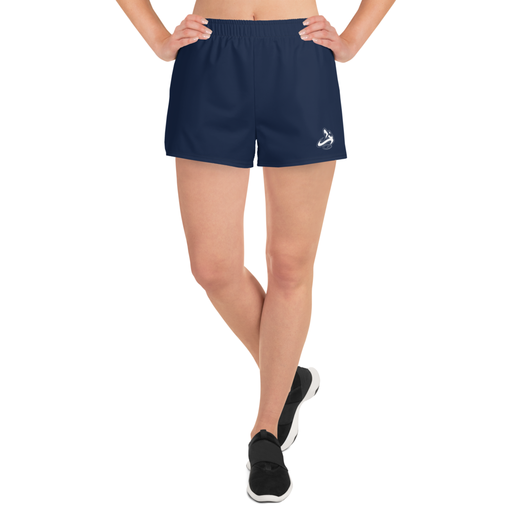 Athletic Apparatus Navy White logo V1 Women's Athletic Shorts - Athletic Apparatus
