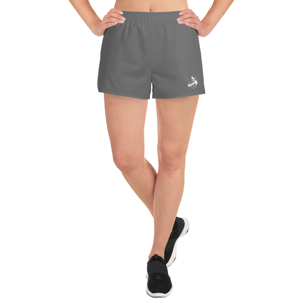 Athletic Apparatus Grey White logo V1 Women's Athletic Shorts - Athletic Apparatus