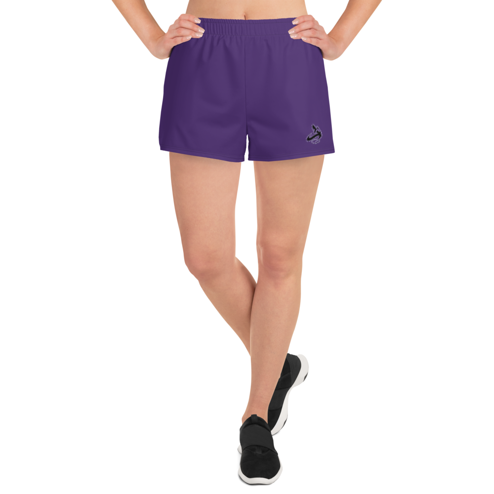 Athletic Apparatus Purple Black logo V1 Women's Athletic Shorts - Athletic Apparatus