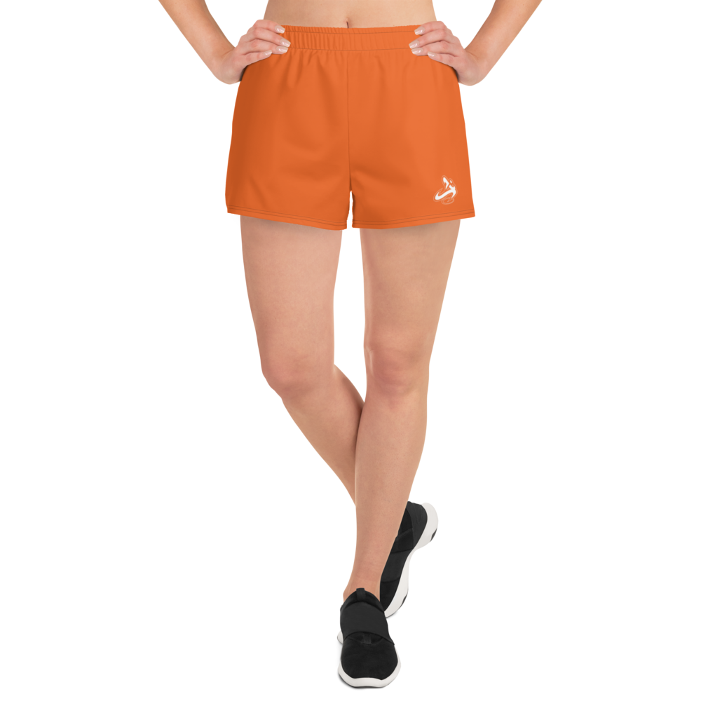 Athletic Apparatus Orange White logo V1 Women's Athletic Shorts