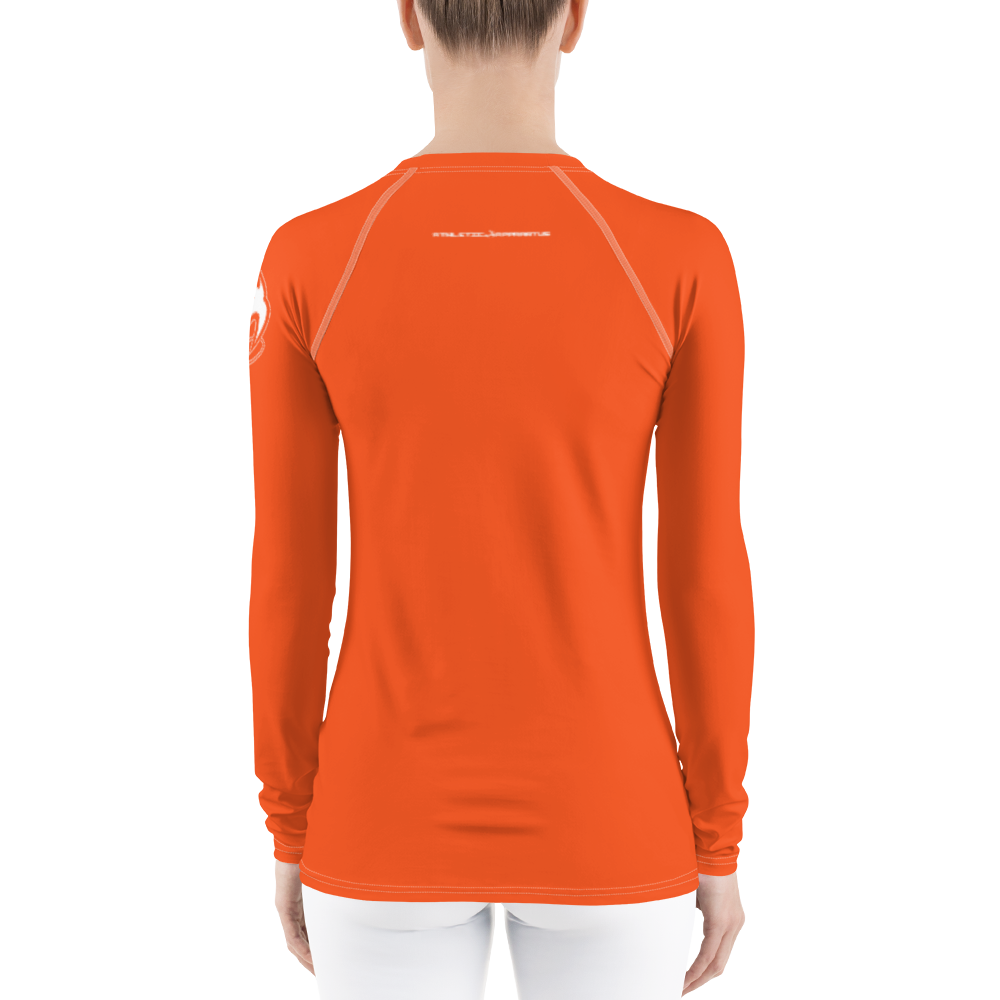 
                      
                        Athletic Apparatus Outrageous Orange White logo White stitch Women's Rash Guard
                      
                    