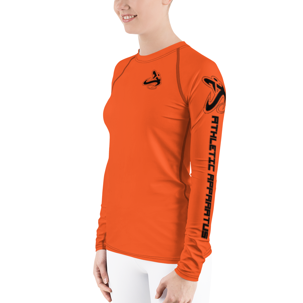 
                      
                        Athletic Apparatus Outrageous Orange Black logo Women's Rash Guard
                      
                    