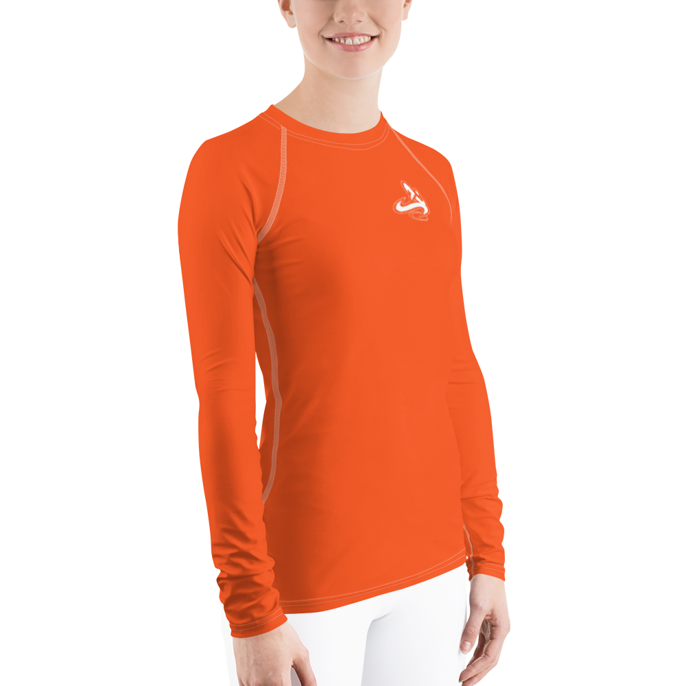 
                      
                        Athletic Apparatus Outrageous Orange White logo White stitch Women's Rash Guard
                      
                    