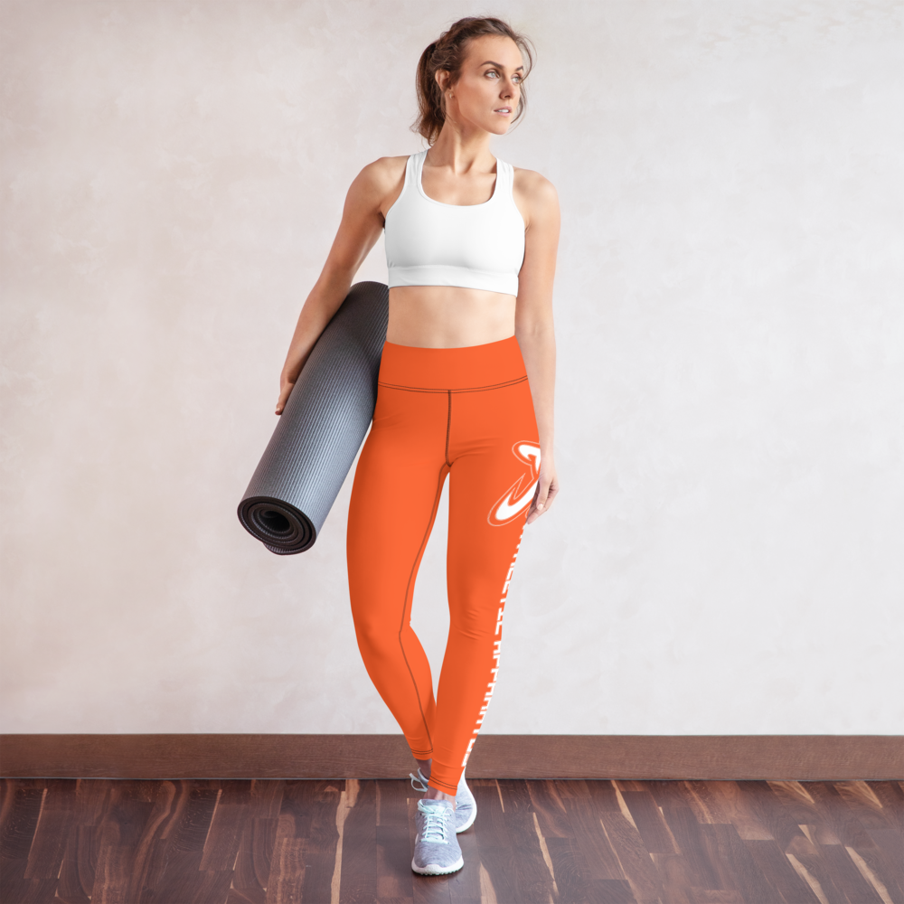 Athletic Apparatus Outrageous Orange White Logo Yoga Leggings