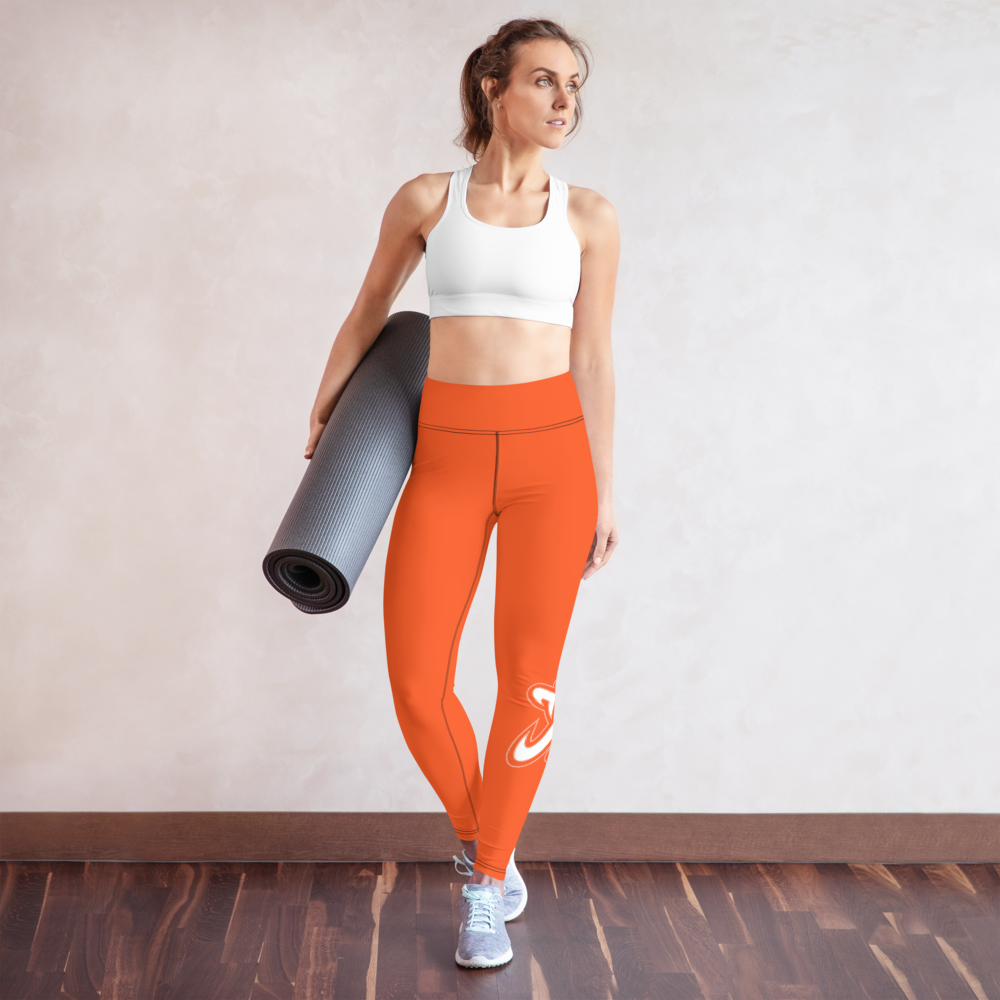Athletic Apparatus Outrageous Orange White logo V3 Yoga Leggings