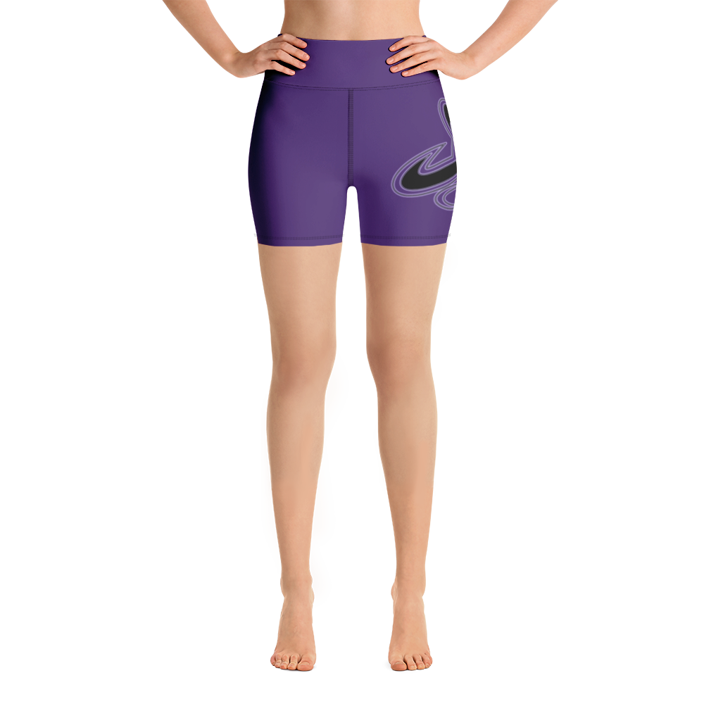 Athletic Apparatus Purple Black logo Yoga Shorts - Athletic Apparatus