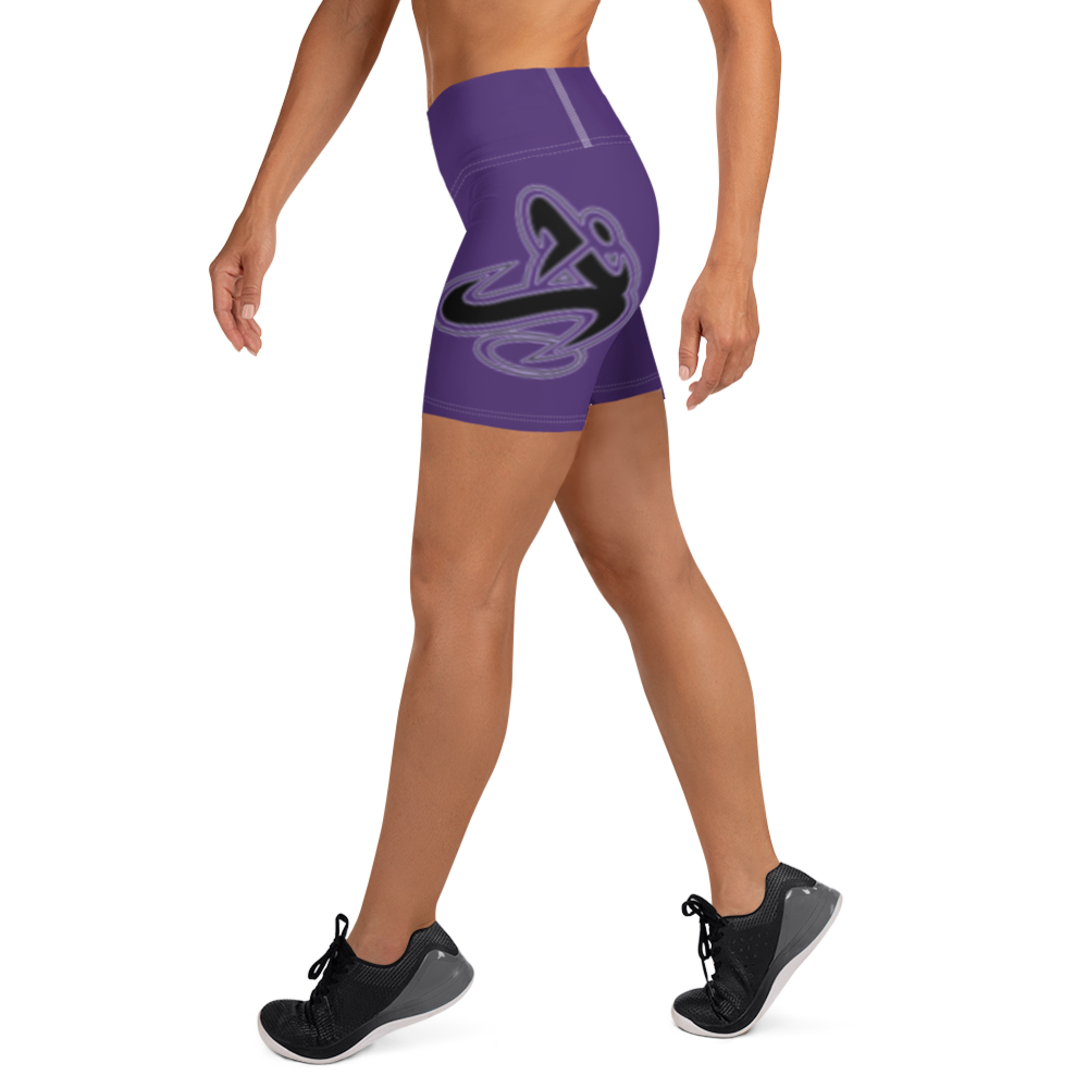Athletic Apparatus Purple Black logo White stitch Yoga Shorts