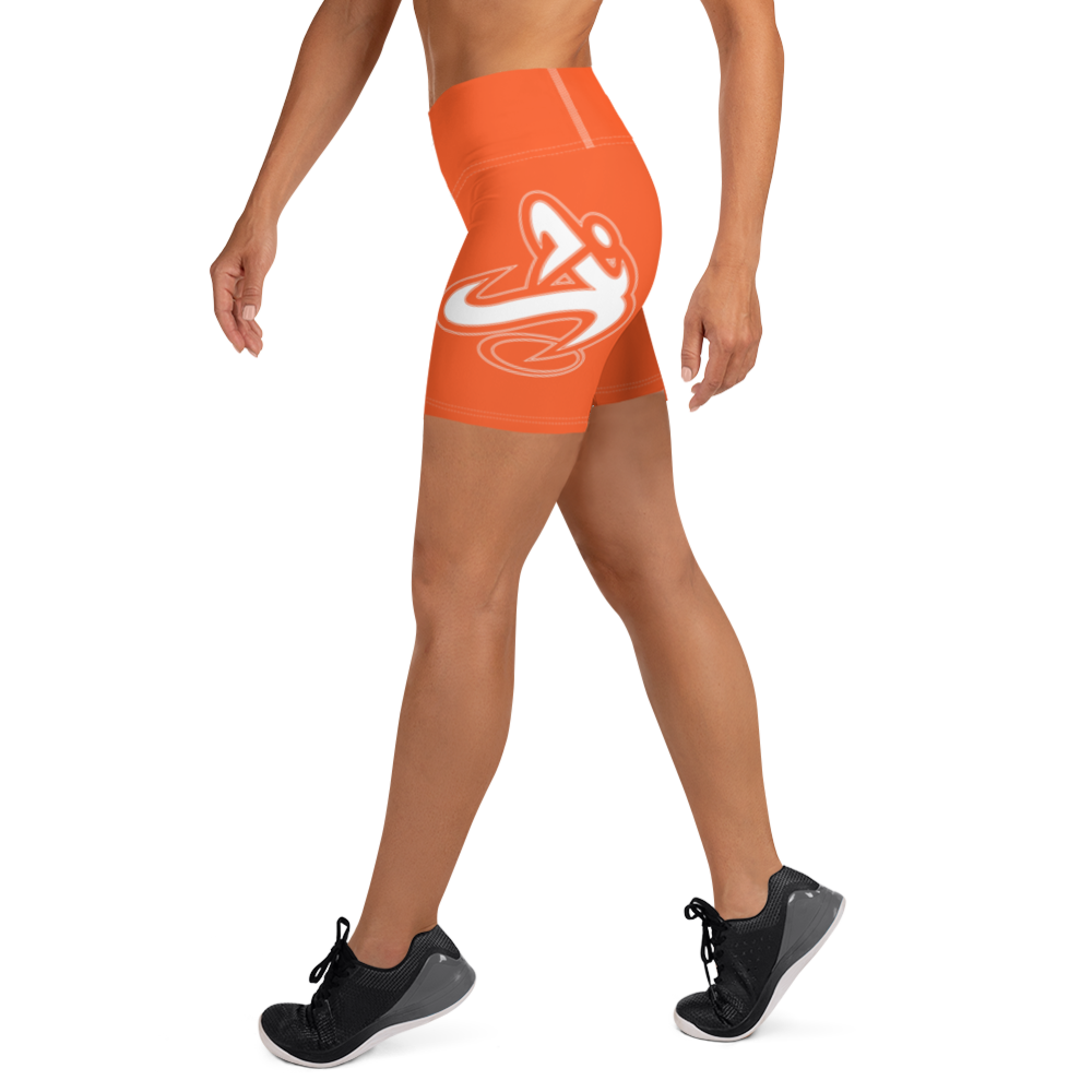 Athletic Apparatus Outrageous Orange White logo White stitch Yoga Shorts