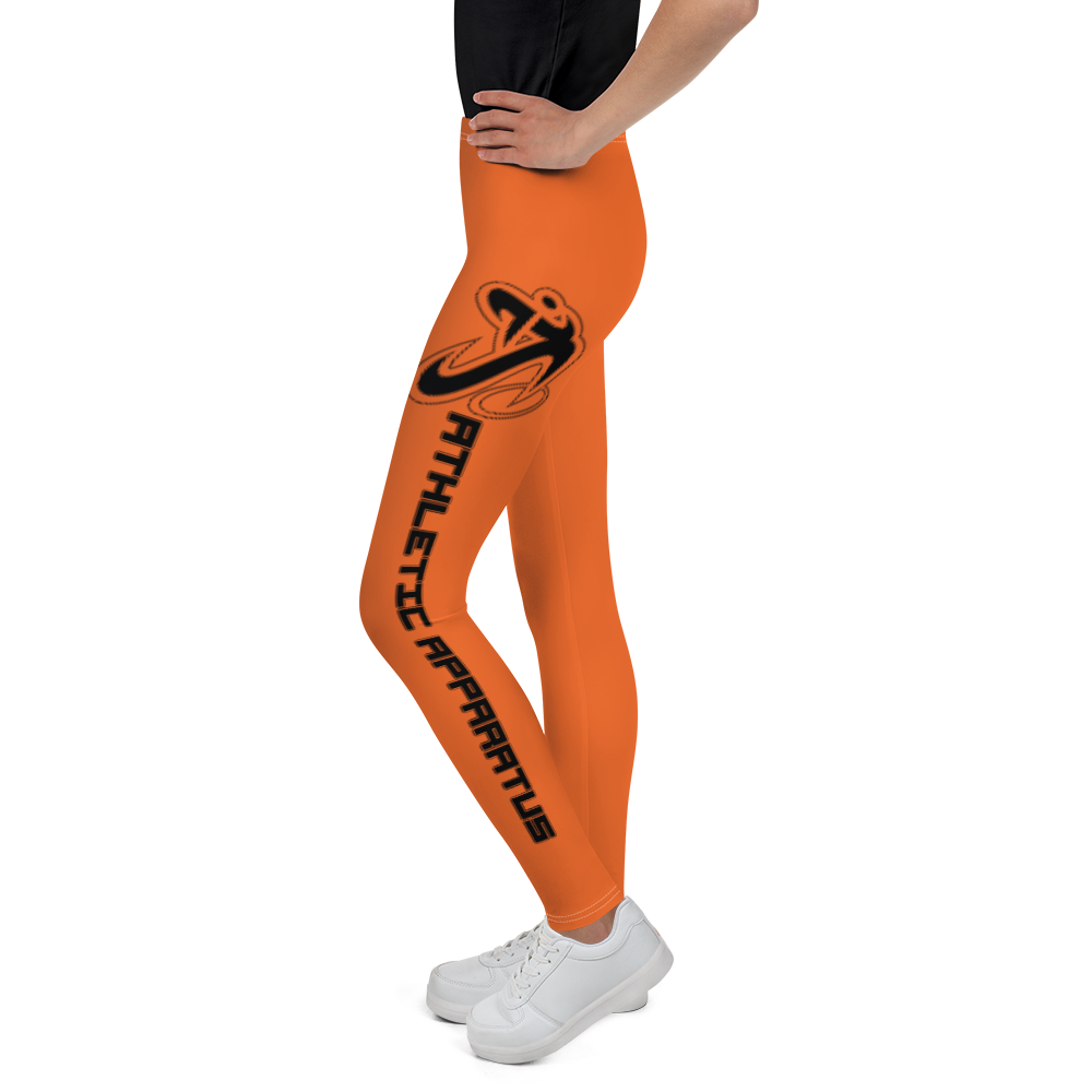 Athletic Apparatus Orange Black logo White stitch V2 Youth Leggings