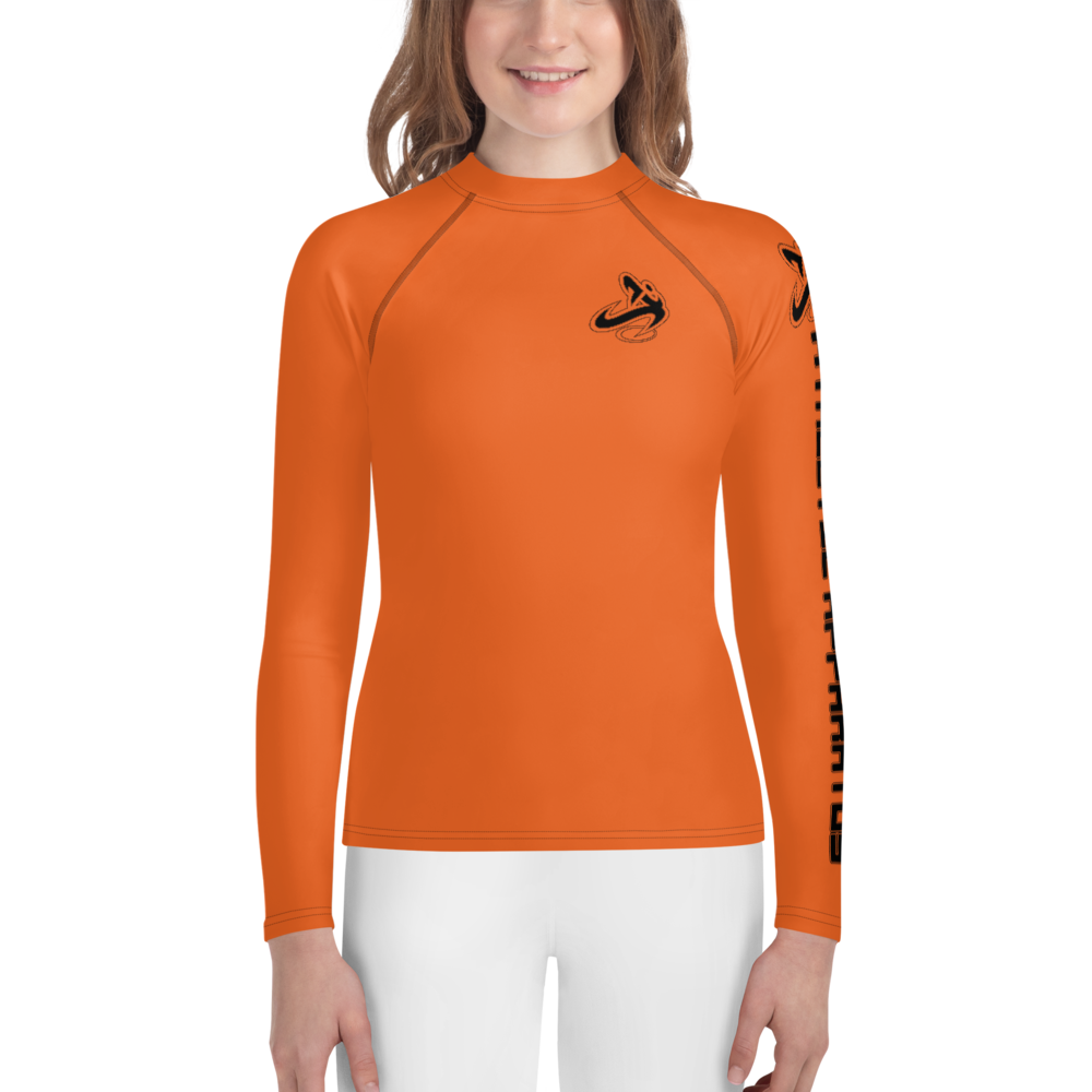 Athletic Apparatus Orange Black logo Youth Rash Guard