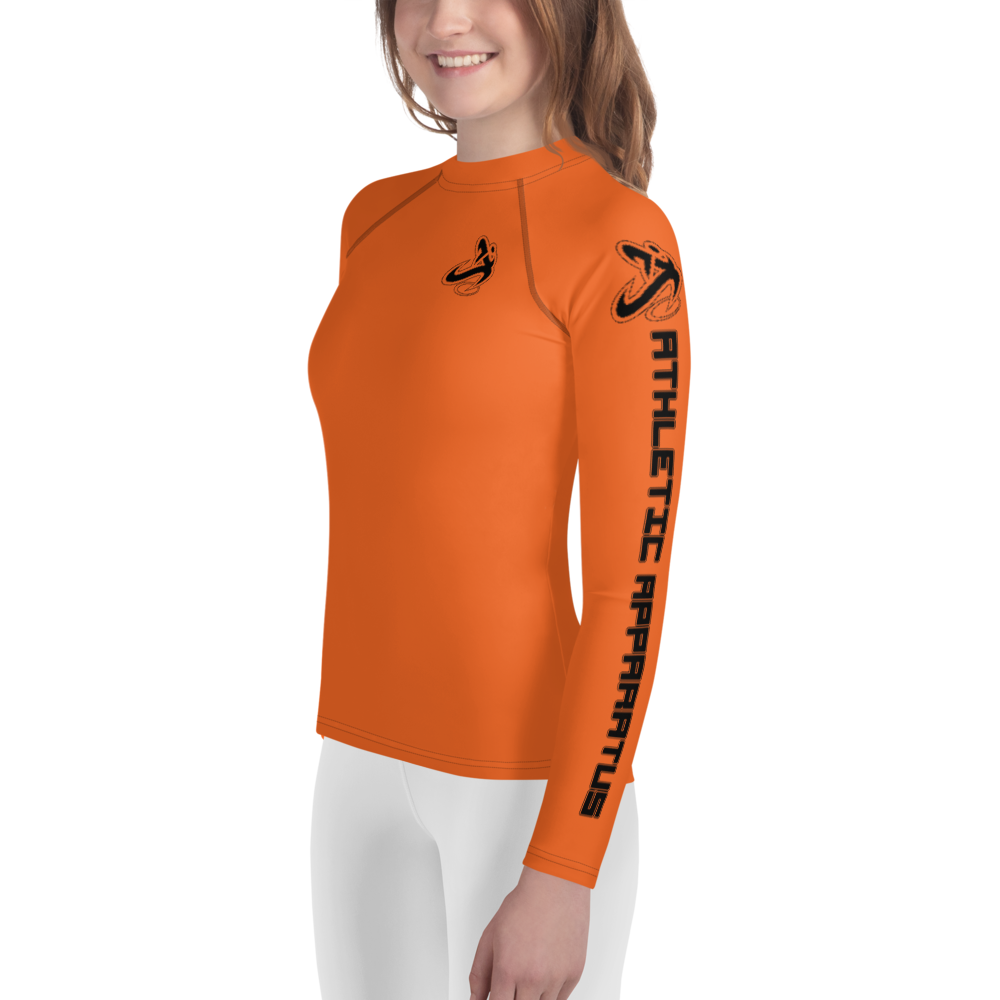 
                      
                        Athletic Apparatus Orange Black logo Youth Rash Guard
                      
                    