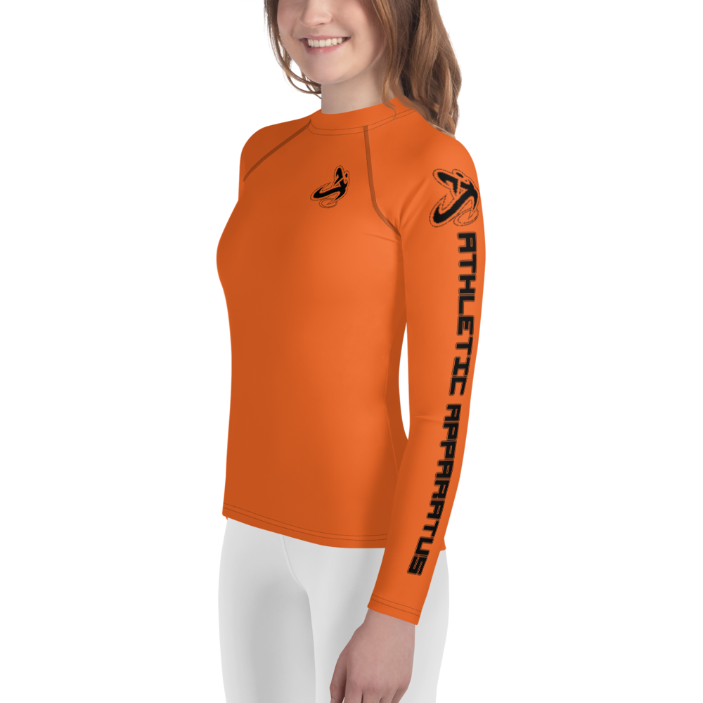Athletic Apparatus Orange Black logo Youth Rash Guard
