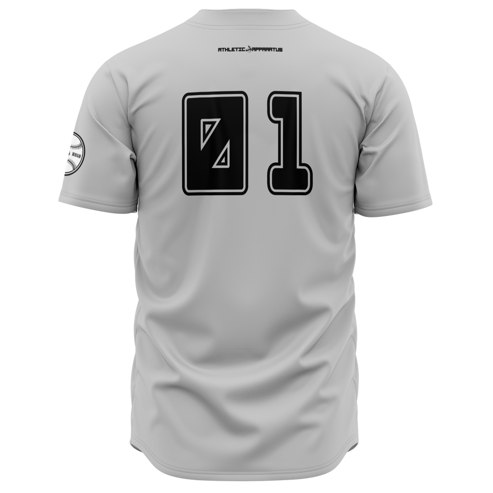 ATHLETIC APPARATUS BLACK LOGO GREY E1 BASEBALL JERSEY - Athletic Apparatus