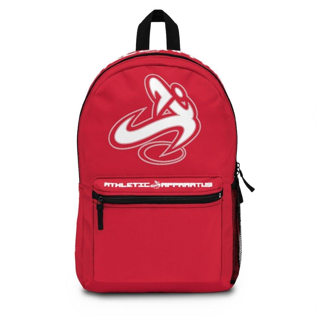 Athletic Apparatus Red Backpack with white name label on top (Made in USA) - Athletic Apparatus