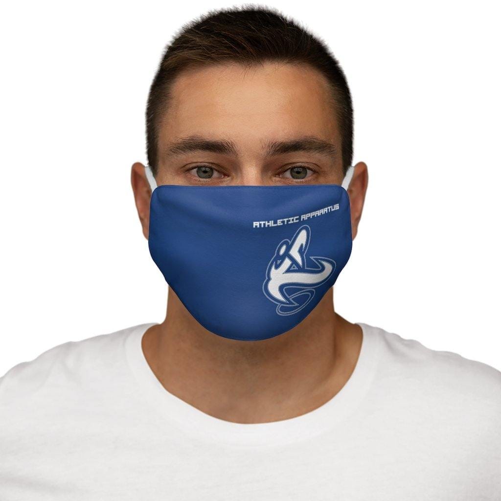 Athletic Apparatus Blue 2 White logo Snug-Fit Polyester Face Mask - Athletic Apparatus